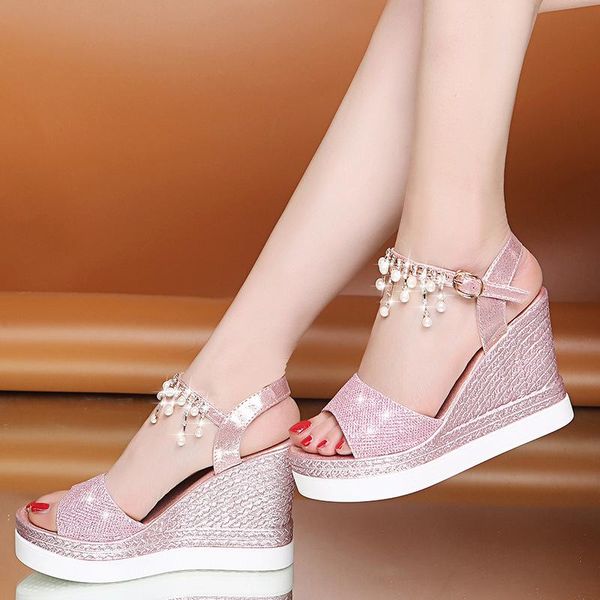 sandals 2021 summer women's european and american fashion wedge high heel roman trifle rhinestone beaded casual flats, Black
sandals 2021 summer women's european and american fashion wedge high heel roman trifle rhinestone beaded casual flats, Black