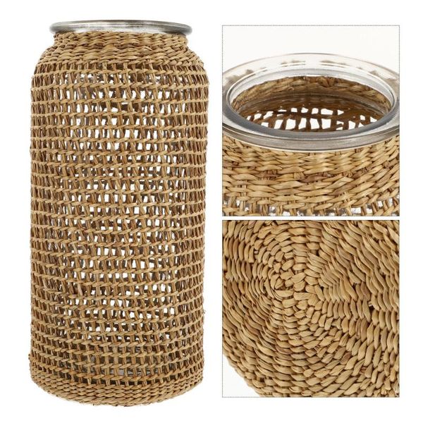 vases 1pc household glass vase grass straw woven flower vessel plant ornament 
vases 1pc household glass vase grass straw woven flower vessel plant ornament