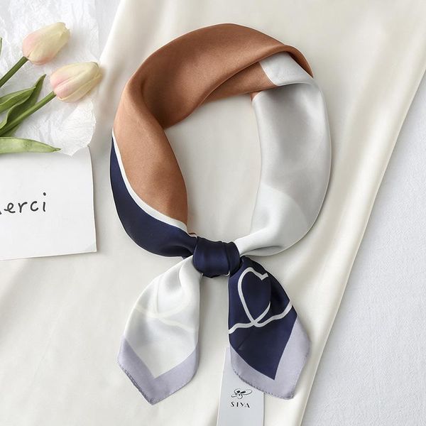 scarves small square scarf silk women's spring and summer 2021 70cm color matching printed satin professional shawl, Blue;gray
scarves small square scarf silk women's spring and summer 2021 70cm color matching printed satin professional shawl, Blue;gray