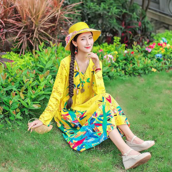 chine style cotton linen printed sleeve dr's autumn 2021 large size loose and thin long skirt, Black;gray
chine style cotton linen printed sleeve dr's autumn 2021 large size loose and thin long skirt, Black;gray