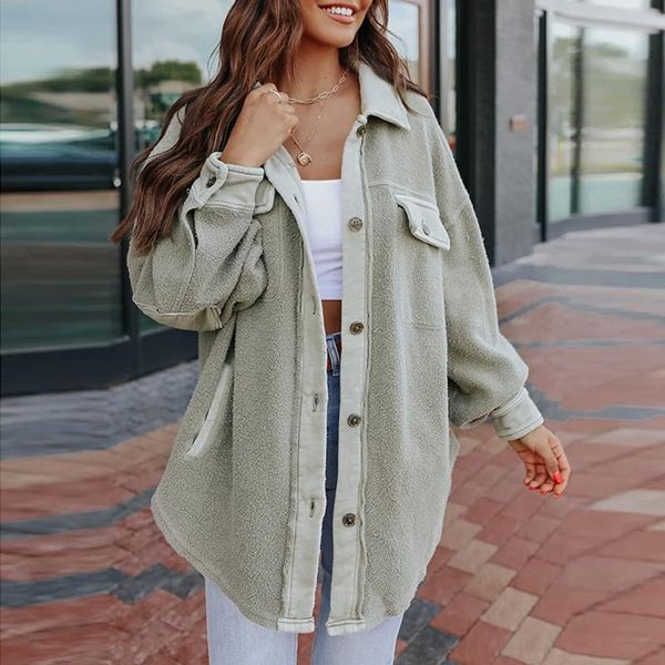 women's wool & blends women chic blend coats single breasted 2021 solid long sleeve pockets shirt jackets outerwear turn down collar pl, Black
women's wool & blends women chic blend coats single breasted 2021 solid long sleeve pockets shirt jackets outerwear turn down collar pl, Black