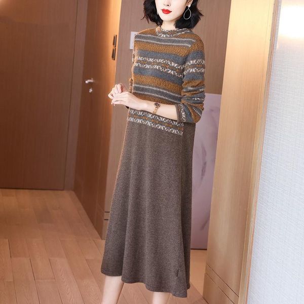 casual dresses women autumn winter o neck long sleeve knitted sweater dress female retro striped straight pullover z720, Black;gray
casual dresses women autumn winter o neck long sleeve knitted sweater dress female retro striped straight pullover z720, Black;gray