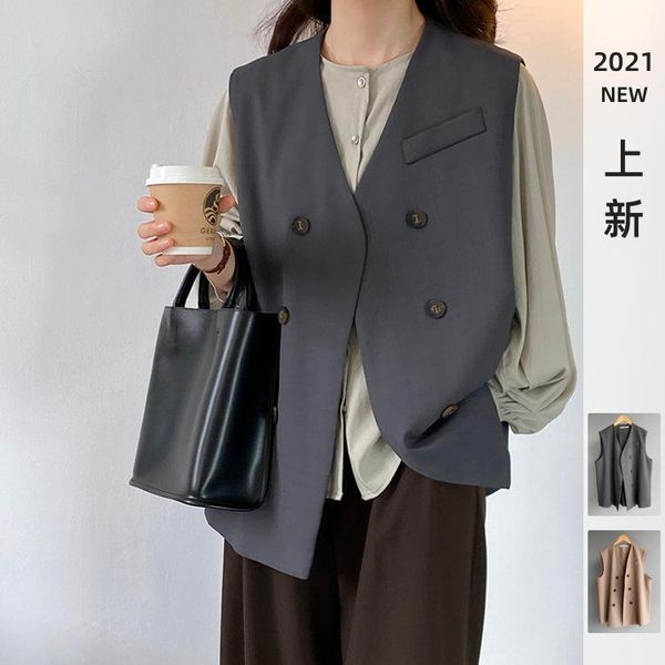 women's vests leisure v-neck suit vest coat autumn 2021 sleeveless loose 5191, Black;white
women's vests leisure v-neck suit vest coat autumn 2021 sleeveless loose 5191, Black;white