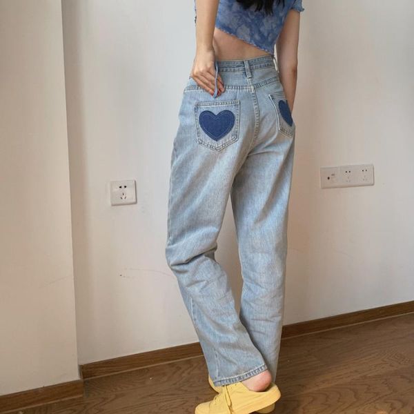 women's jeans women chic love heart high waist wide-leg pants 2021 street fashion washed spring summer casual female straight, Blue
women's jeans women chic love heart high waist wide-leg pants 2021 street fashion washed spring summer casual female straight, Blue