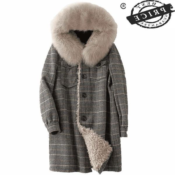 women's fur & faux real coat female winter natural hooded wool liner jacket women clothes 2021 korean vintage hiver 13a6, Black
women's fur & faux real coat female winter natural hooded wool liner jacket women clothes 2021 korean vintage hiver 13a6, Black