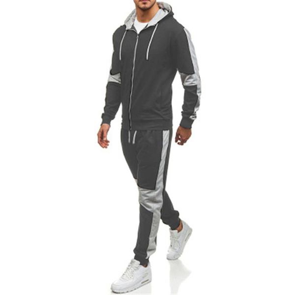 men colorblocked hooded fitness tracksuits fashion long sleeve zipper pullover coats drawstring pants suits desigenr male winter casual sets, Gray
men colorblocked hooded fitness tracksuits fashion long sleeve zipper pullover coats drawstring pants suits desigenr male winter casual sets, Gray