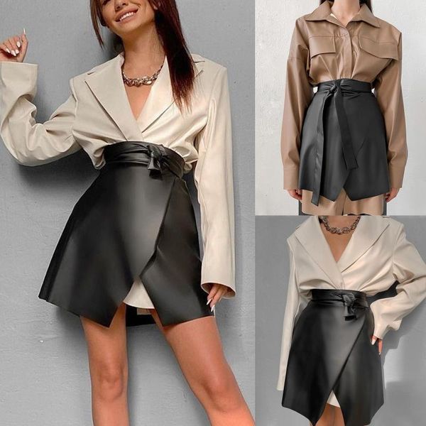 skirts womail fashion women's casual high waist girdle leather skirt bandage solid a-line mini mujer faldas, Black
skirts womail fashion women's casual high waist girdle leather skirt bandage solid a-line mini mujer faldas, Black