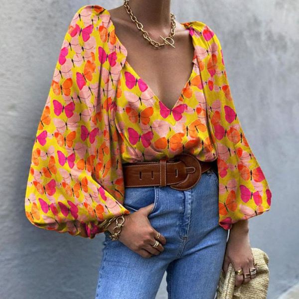 women's blouses & shirts female fashion pullover women 2021 autumn butterfly print deep v-neck bat sleeve shirt blusa feminina, White
women's blouses & shirts female fashion pullover women 2021 autumn butterfly print deep v-neck bat sleeve shirt blusa feminina, White
