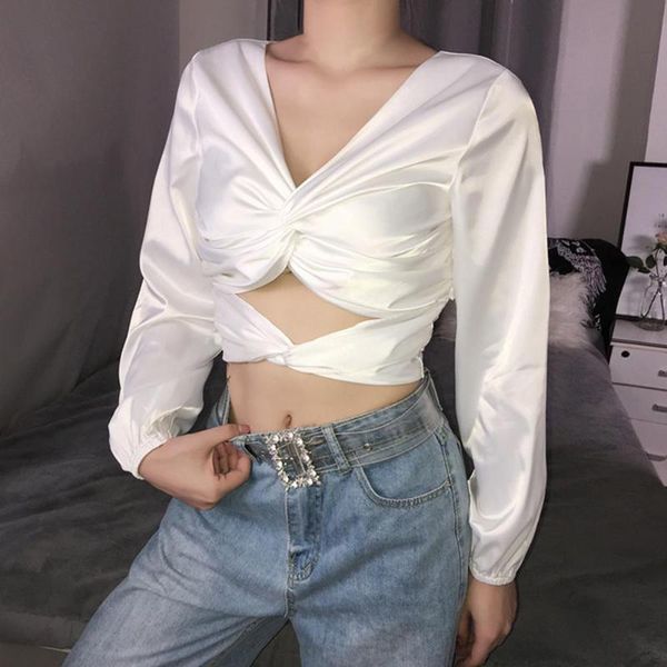 puff sleeve halter deep v-neck fashion casual lace-up hollow women's club party solid color slim t-shirt, White
puff sleeve halter deep v-neck fashion casual lace-up hollow women's club party solid color slim t-shirt, White