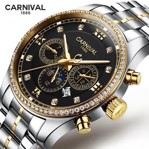 wristwatches carnival business men's mechanical watch multifunctional moon phase 24 hours luminous stainless steel watches men reloj ho, Slivery;brown
wristwatches carnival business men's mechanical watch multifunctional moon phase 24 hours luminous stainless steel watches men reloj ho, Slivery;brown