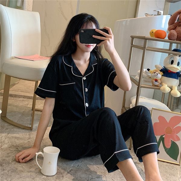 women's sleepwear pure cotton ladie's sleepwear spring summer pajamas set student's nightwear home suit casual pyjamas women, Black;red
women's sleepwear pure cotton ladie's sleepwear spring summer pajamas set student's nightwear home suit casual pyjamas women, Black;red