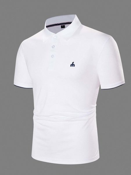 men graphic embroidery polo shirt 36ui#, White;black