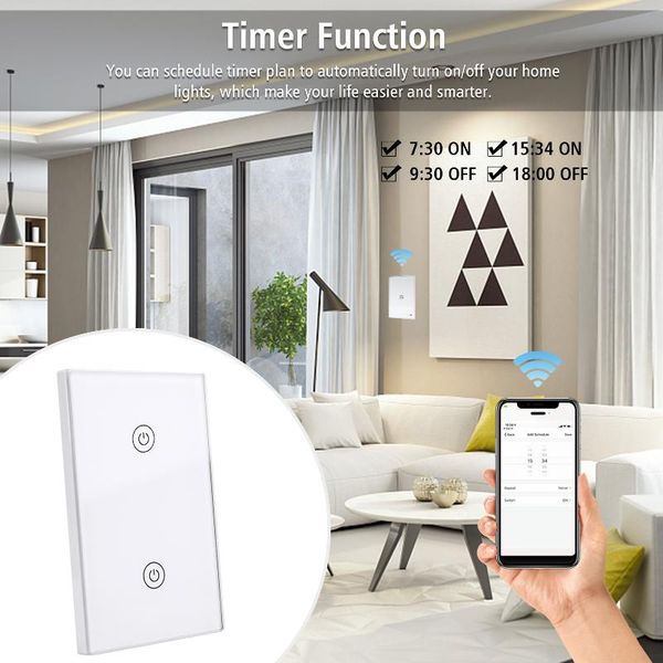 smart home control light switch wifi wall touch app remote timer function compatible with google assistant/alexa/ ifttt,3 gang
smart home control light switch wifi wall touch app remote timer function compatible with google assistant/alexa/ ifttt,3 gang