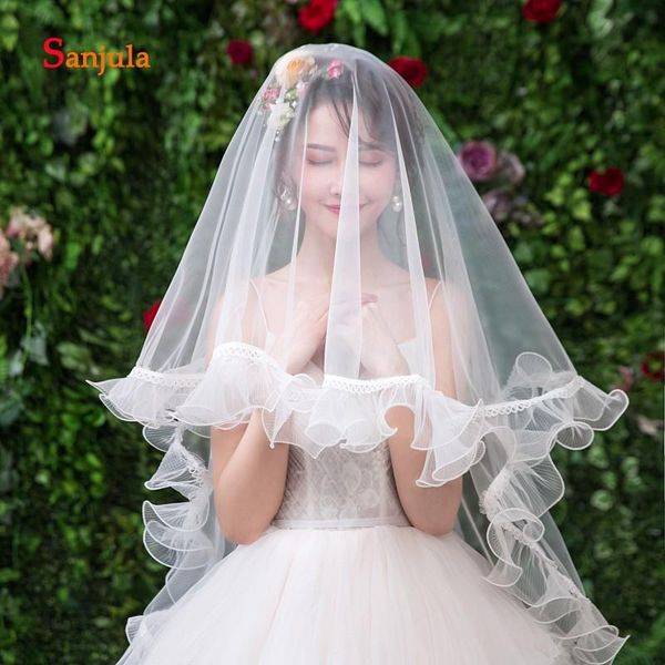bridal veils one layer 1.5 meters veil for ruffles edge bride wedding simple soft ivory tulle accesorios de novia v92, Black 
bridal veils one layer 1.5 meters veil for ruffles edge bride wedding simple soft ivory tulle accesorios de novia v92, Black