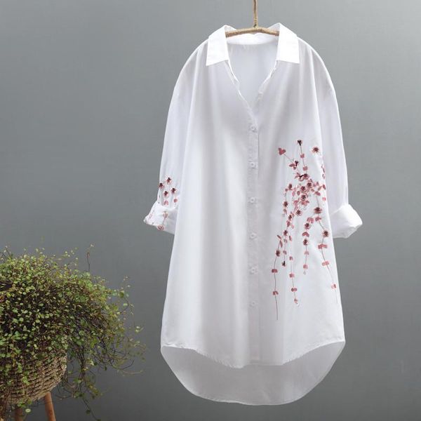 women's blouses & shirts women and literary style spring summer 100% cotton loose flower embroidery long-sleeved bottoming y262, White
women's blouses & shirts women and literary style spring summer 100% cotton loose flower embroidery long-sleeved bottoming y262, White