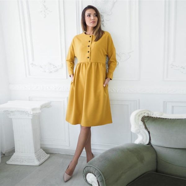 casual dresses dabourfeel 2021 autumn women o-neck long sleeve dress yellow single breasted loose batwing high waist office lady, Black;gray
casual dresses dabourfeel 2021 autumn women o-neck long sleeve dress yellow single breasted loose batwing high waist office lady, Black;gray