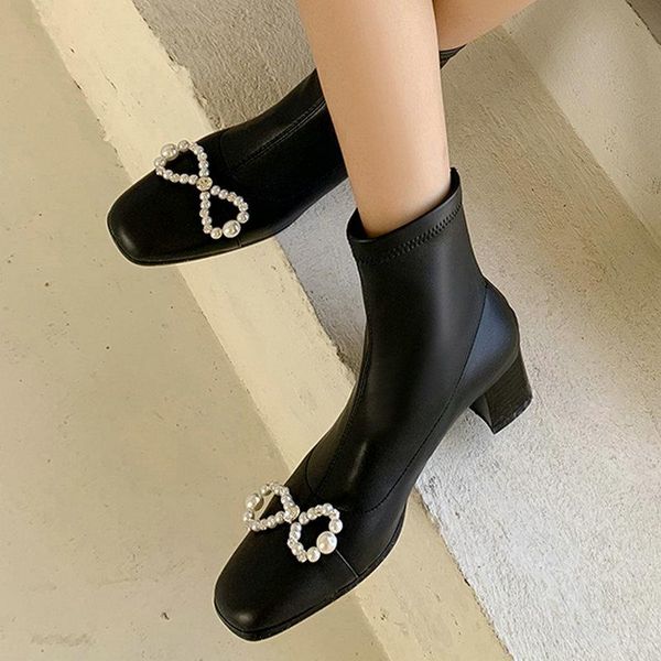 boots autumn winter women ankle sweet pearl slim stretch med heels genuine leather casual shoes woman, Black
boots autumn winter women ankle sweet pearl slim stretch med heels genuine leather casual shoes woman, Black