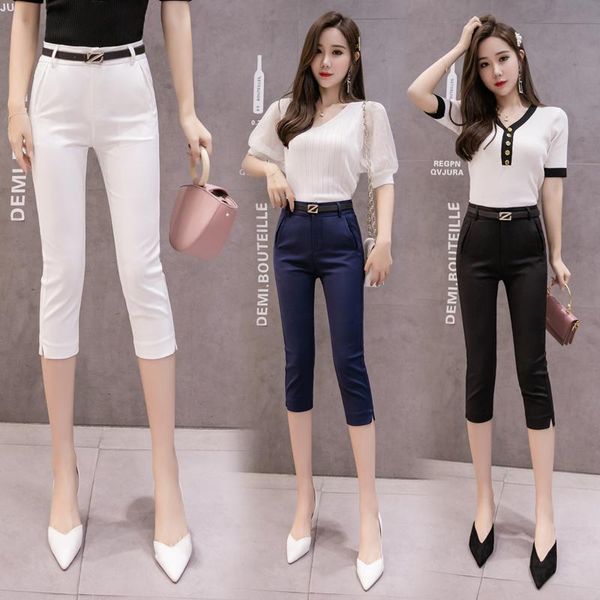 women's pants & capris lady office cropped trousers pockets high waist casual elegant solid workwear women fashion summer straight form, Black;white
women's pants & capris lady office cropped trousers pockets high waist casual elegant solid workwear women fashion summer straight form, Black;white