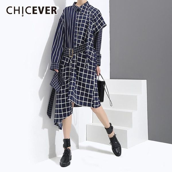 casual dresses chicever plaid dress for women lapel lantern asymmetrical sleeve high waist with sashes patchwork female 2021, Black;gray
casual dresses chicever plaid dress for women lapel lantern asymmetrical sleeve high waist with sashes patchwork female 2021, Black;gray