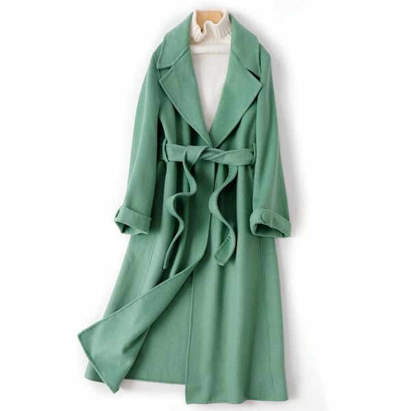women's wool & blends high-end fashion double-sided cashmere coat 2021 winter clothing mid-length belt slim woolen y020, Black
women's wool & blends high-end fashion double-sided cashmere coat 2021 winter clothing mid-length belt slim woolen y020, Black