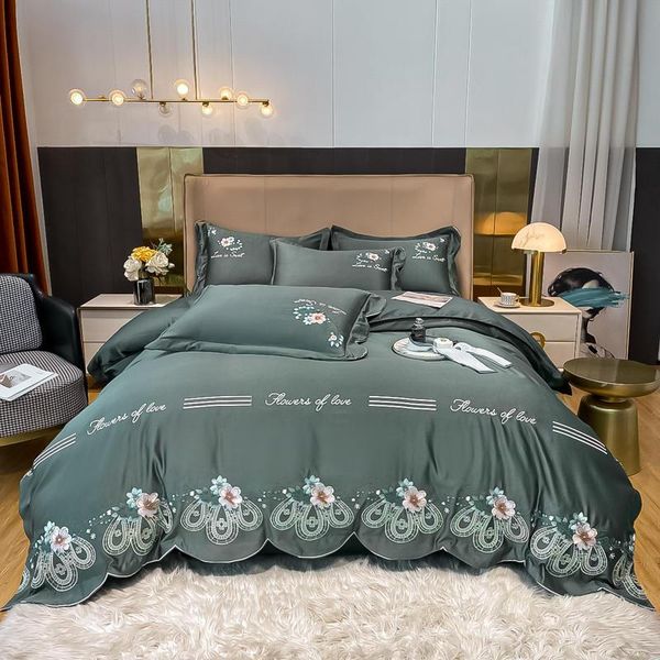 bedding sets luxury dark green set peacock tail duvet cover washed silk/cotton frilled edges sheet double bed home textile
bedding sets luxury dark green set peacock tail duvet cover washed silk/cotton frilled edges sheet double bed home textile