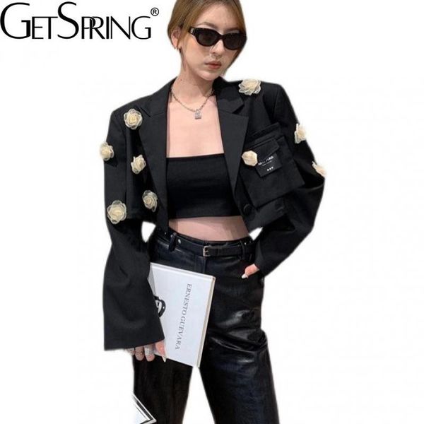 women's suits & blazers getspring women blazer flowers patchwork black short and jackets all match vintage casual suit coats 2021 fashi, White;black
women's suits & blazers getspring women blazer flowers patchwork black short and jackets all match vintage casual suit coats 2021 fashi, White;black