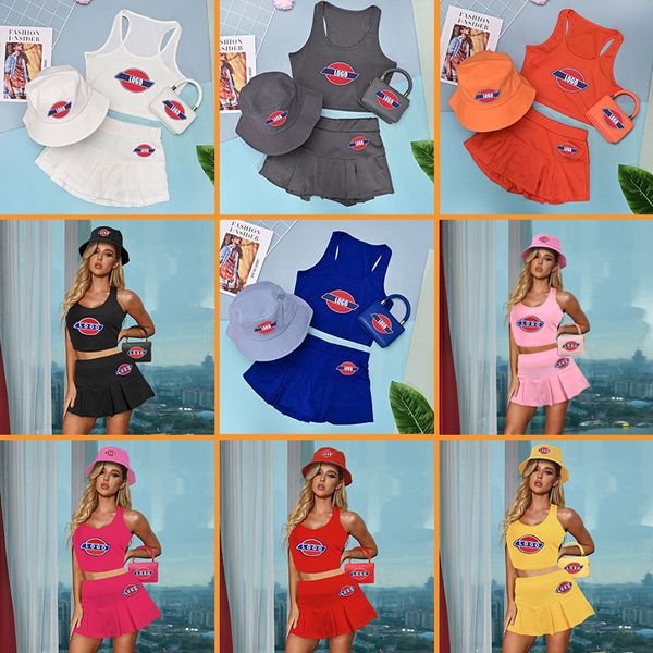 women's vest pantskirt fashion trend women's bag sunshade fisherman's hat 4 piece sets, White 
women's vest pantskirt fashion trend women's bag sunshade fisherman's hat 4 piece sets, White