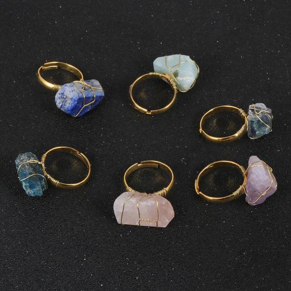 cluster rings handmade wire wrap original natural stone crystal lapis lazuli gold adjustable 2021 women accessories boho jewelry sale, Golden;silver
cluster rings handmade wire wrap original natural stone crystal lapis lazuli gold adjustable 2021 women accessories boho jewelry sale, Golden;silver