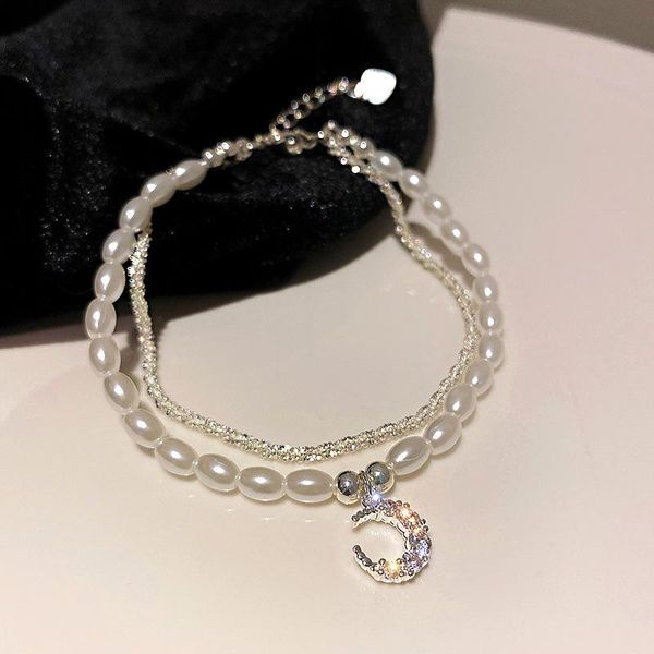 beaded, strands lovelink elegant for women fashion zircon moon metal bracelet natural pearl silver double chain jewelry gifts, Black
beaded, strands lovelink elegant for women fashion zircon moon metal bracelet natural pearl silver double chain jewelry gifts, Black