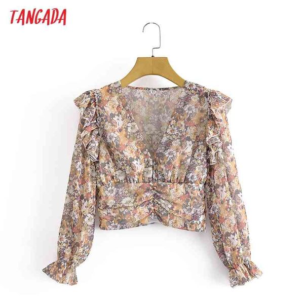 women retro flowers print crop ruffles long sleeve summer chic female slim shirt 3a30 210416, White
women retro flowers print crop ruffles long sleeve summer chic female slim shirt 3a30 210416, White