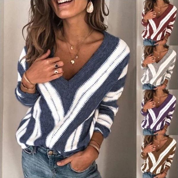 women's blouses & shirts fashion womens v neck sweater strips pullover long sleeve oversized loose sweatshirts fall winter xrq88, White
women's blouses & shirts fashion womens v neck sweater strips pullover long sleeve oversized loose sweatshirts fall winter xrq88, White