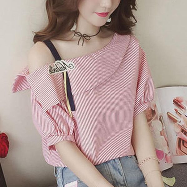 women's t-shirt women striped off shoulder short sleeve 2021 summer fashion office party street j55, White
women's t-shirt women striped off shoulder short sleeve 2021 summer fashion office party street j55, White