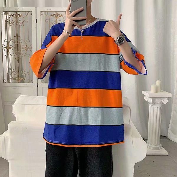 men's t-shirts 2021 t-shirt spring ins base striped short sleeve loose trend versatile fashion streetwear, White;black
men's t-shirts 2021 t-shirt spring ins base striped short sleeve loose trend versatile fashion streetwear, White;black