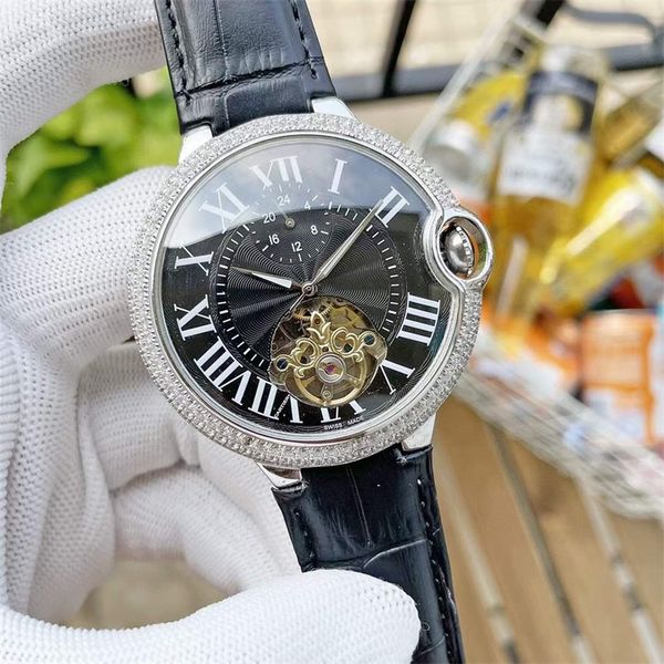 46mm men's sport watches mechanical movement leather wrist hollowed out design stainless steel wristwatch ca081101, Slivery;brown
46mm men's sport watches mechanical movement leather wrist hollowed out design stainless steel wristwatch ca081101, Slivery;brown