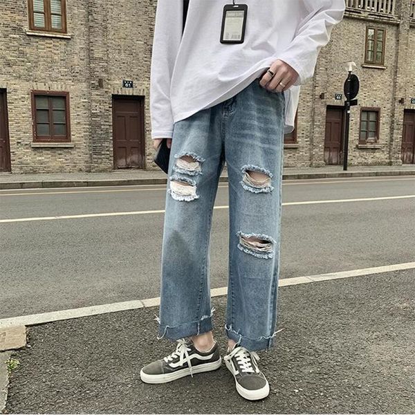 summer jeans with holes men's fashion brand loose straight trend versatile hip hop casual pants, Blue
summer jeans with holes men's fashion brand loose straight trend versatile hip hop casual pants, Blue