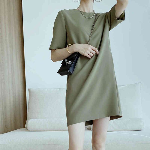 ies summer short sleeve t-shirts dress side pockets casual mini dress woman solid color 210412, Black;gray
ies summer short sleeve t-shirts dress side pockets casual mini dress woman solid color 210412, Black;gray