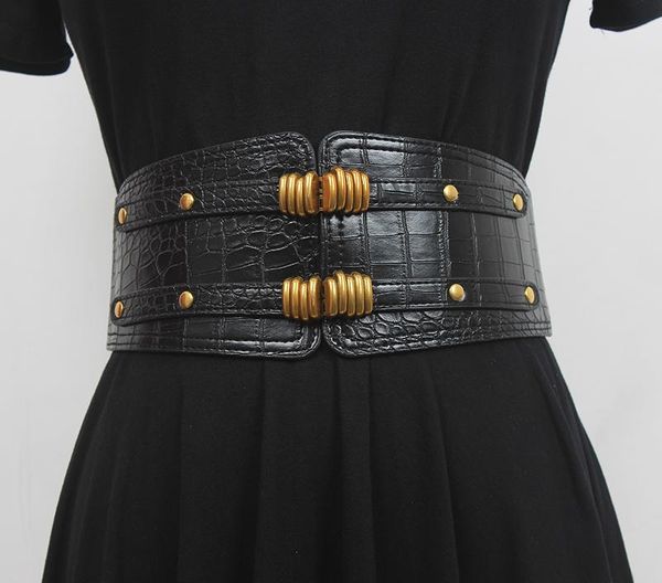 belts women's runway fashion elastic pu leather cummerbunds female dress corsets waistband decoration wide belt r370, Black;brown 
belts women's runway fashion elastic pu leather cummerbunds female dress corsets waistband decoration wide belt r370, Black;brown