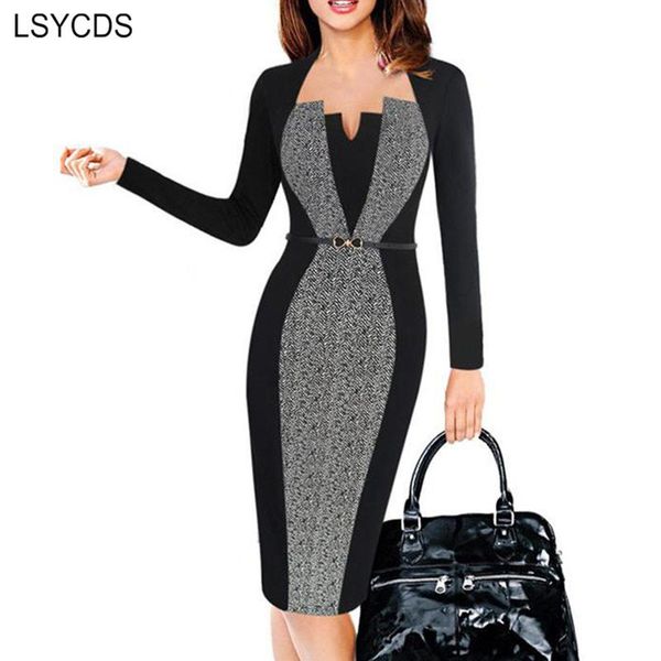casual dresses lsycds elegant women dress plus size robe femme long sleeve knee length pencil ofiice bodycon vestidos, Black;gray
casual dresses lsycds elegant women dress plus size robe femme long sleeve knee length pencil ofiice bodycon vestidos, Black;gray