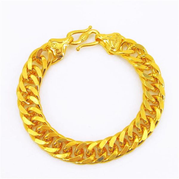 link, chain men bracelet wrist link yellow gold filled solid classic male jewelry, Black
link, chain men bracelet wrist link yellow gold filled solid classic male jewelry, Black
