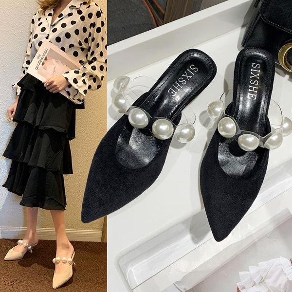 slippers baotou half women 2021 summer fashion pearl pointed toe women's net red stiletto high heel sandals, Black
slippers baotou half women 2021 summer fashion pearl pointed toe women's net red stiletto high heel sandals, Black