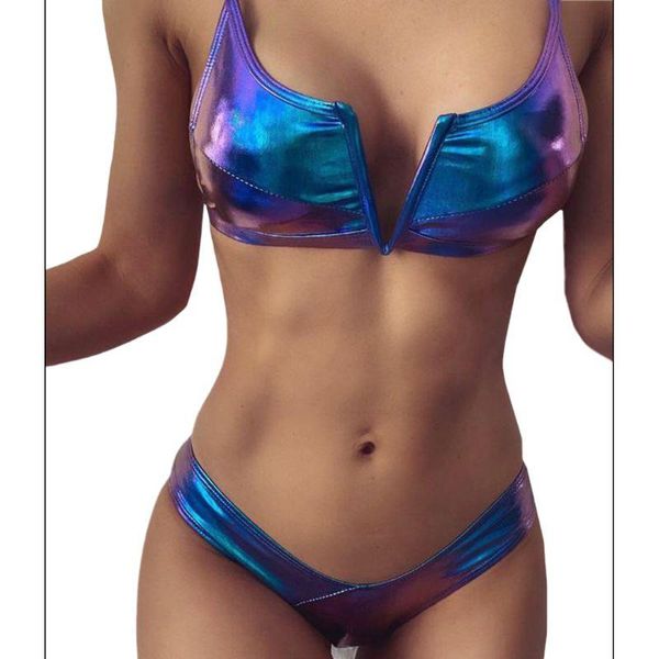women's swimwear women brazilian bikini set holographic faux leather metallic swimsuit split v-neck colorful high cut bathing suit, White;black
women's swimwear women brazilian bikini set holographic faux leather metallic swimsuit split v-neck colorful high cut bathing suit, White;black