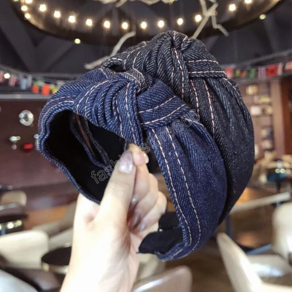 fashion denim hairband wide side headband center knot headwear soft turban hair accessories, Silver
fashion denim hairband wide side headband center knot headwear soft turban hair accessories, Silver