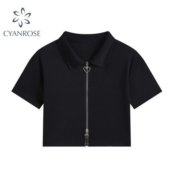 gothic punk heart zipper black crop women's summer streetwear basic blouse harajuku casual polo collar blusas 210515, White
gothic punk heart zipper black crop women's summer streetwear basic blouse harajuku casual polo collar blusas 210515, White