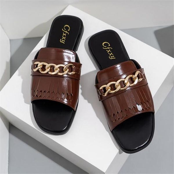 ladies slippers open toe flat fashion metal chain fringed beach flip flops shoes sandals, Black
ladies slippers open toe flat fashion metal chain fringed beach flip flops shoes sandals, Black