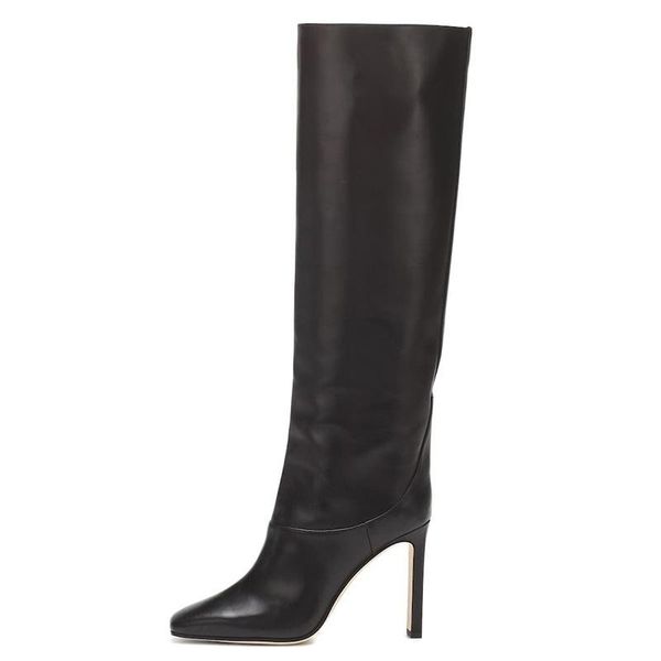 dress shoes autumn and winter square high heels boots white black wine brown fashion 45