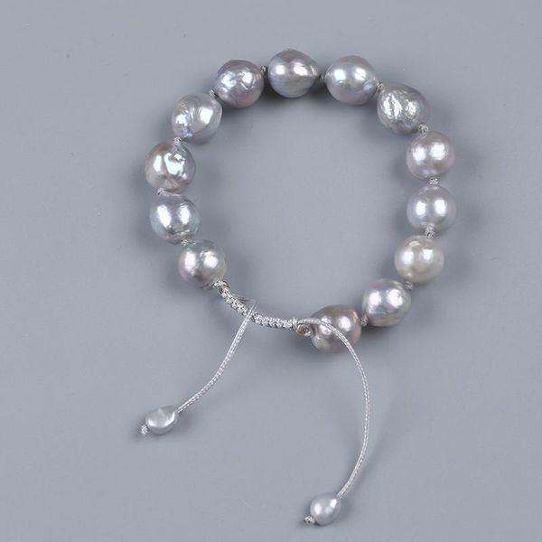 beaded, strands gray freshwater pearl pink cultured stretch bracelet, Black 
beaded, strands gray freshwater pearl pink cultured stretch bracelet, Black