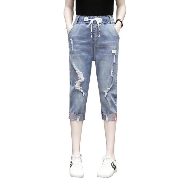 women's jeans fashion harem pants lady 2021 summer oversize loose thin holes elastic waist casual denim cropped female, Blue
women's jeans fashion harem pants lady 2021 summer oversize loose thin holes elastic waist casual denim cropped female, Blue