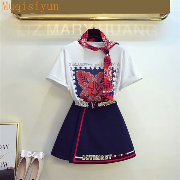 summer women europe style short sleeves t-shirt + skirt 2 pcs sets fashion female suits a1254 210428, White
summer women europe style short sleeves t-shirt + skirt 2 pcs sets fashion female suits a1254 210428, White