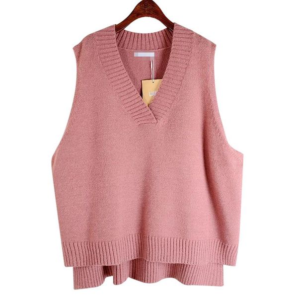women's vests ewq v-neck knitted vest for womens sleeveless solid pink loose cover front short back long split casual 2021 autumn gd166, Black;white 
women's vests ewq v-neck knitted vest for womens sleeveless solid pink loose cover front short back long split casual 2021 autumn gd166, Black;white