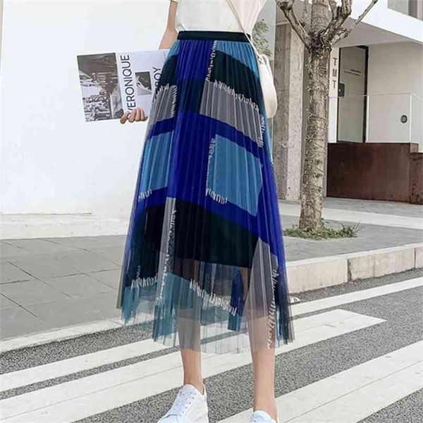 spring summer women vintage mesh patchwork long skirts ladies high waist plaid tulle a-line mid-calf 210519, Black
spring summer women vintage mesh patchwork long skirts ladies high waist plaid tulle a-line mid-calf 210519, Black